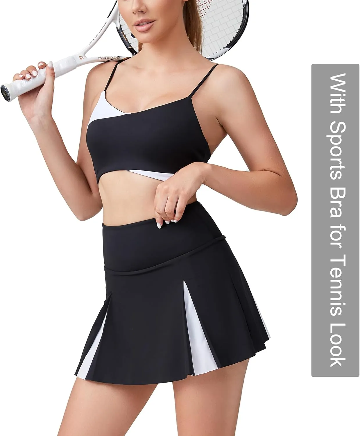 Move With You Pleated Tennis Skirt with Pockets Athletic Golf Skorts for Women Casual Workout Built-in Shorts
