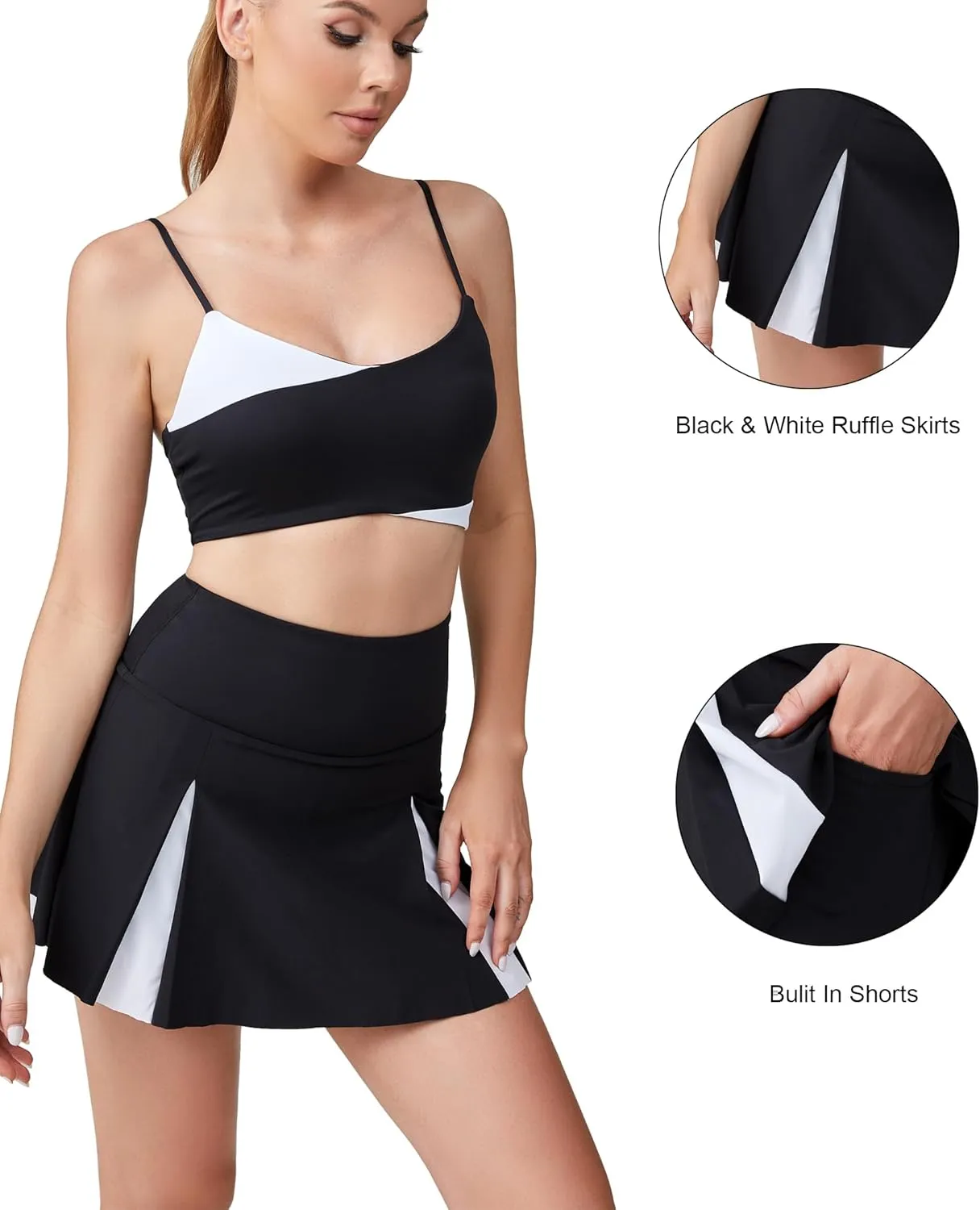 Move With You Pleated Tennis Skirt with Pockets Athletic Golf Skorts for Women Casual Workout Built-in Shorts