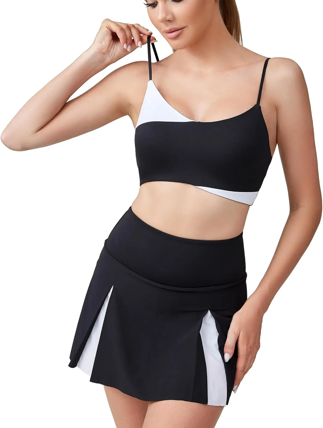 Move With You Pleated Tennis Skirt with Pockets Athletic Golf Skorts for Women Casual Workout Built-in Shorts