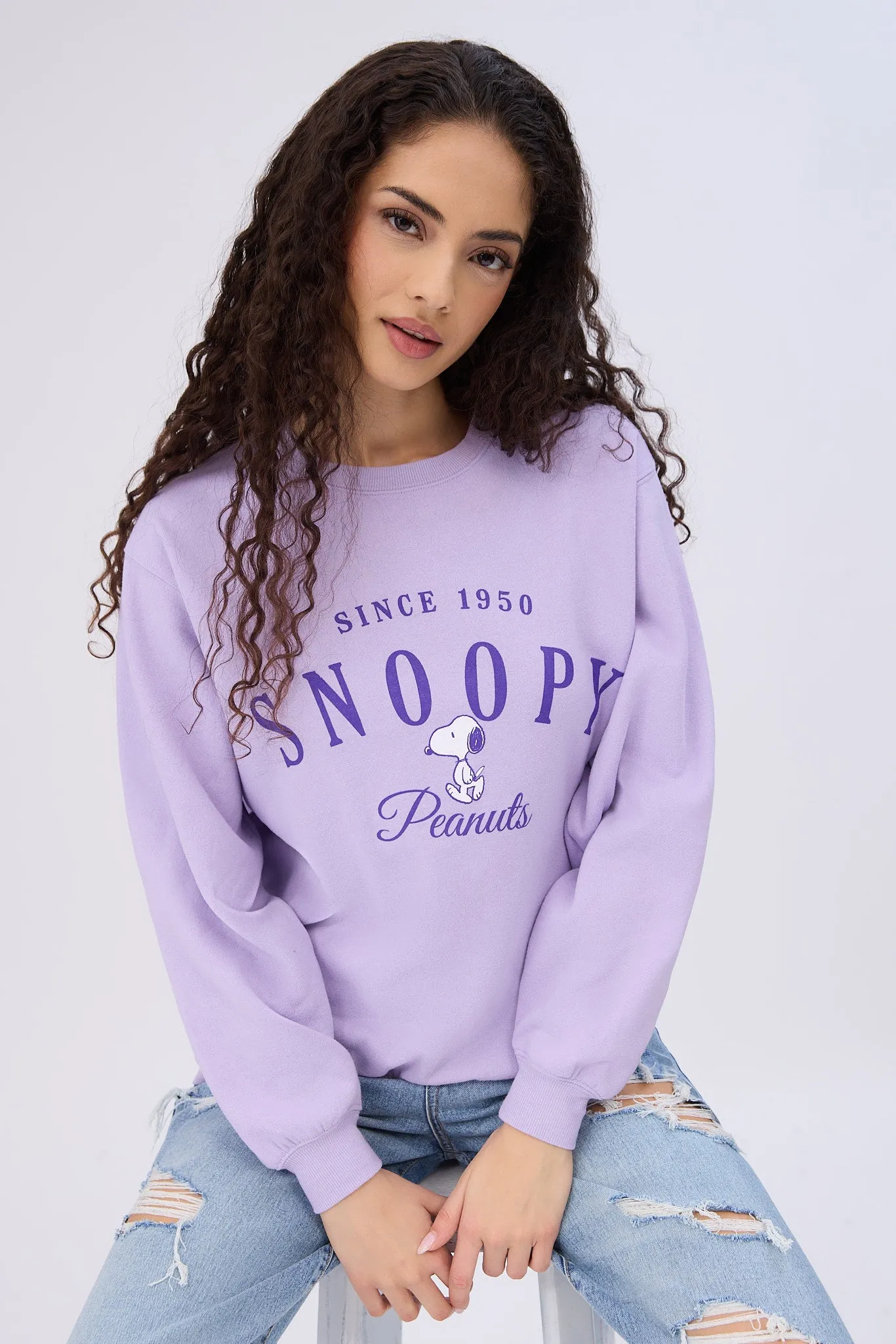 Peanuts Presents Snoopy Since 1950 Graphic Crew Neck Sweatshirt