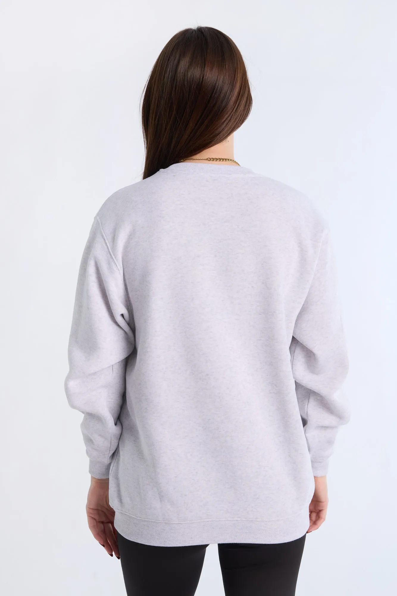 Peanuts Snoopy Love Graphic Glitter Crew Neck Sweatshirt