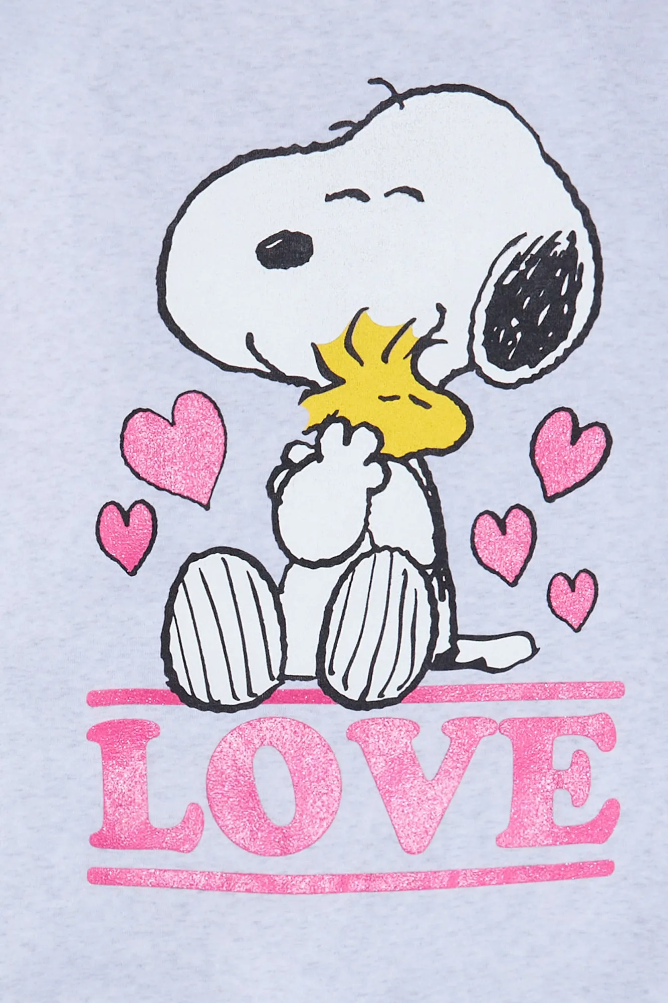 Peanuts Snoopy Love Graphic Glitter Crew Neck Sweatshirt
