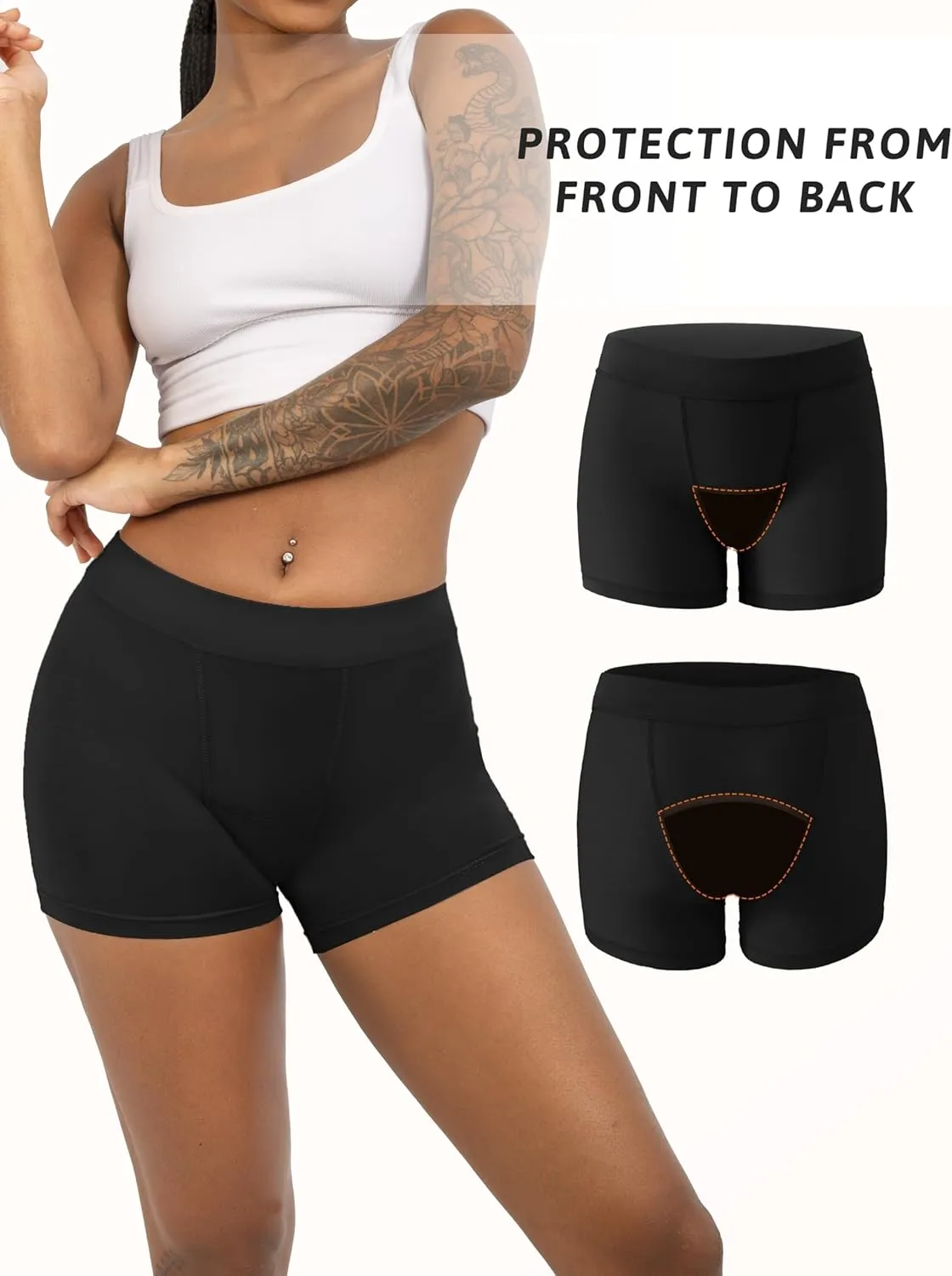 Period Underwear for Women Boyshorts Period Panties Heavy Flow Period Boxers Leakproof Underwear Pack of 2