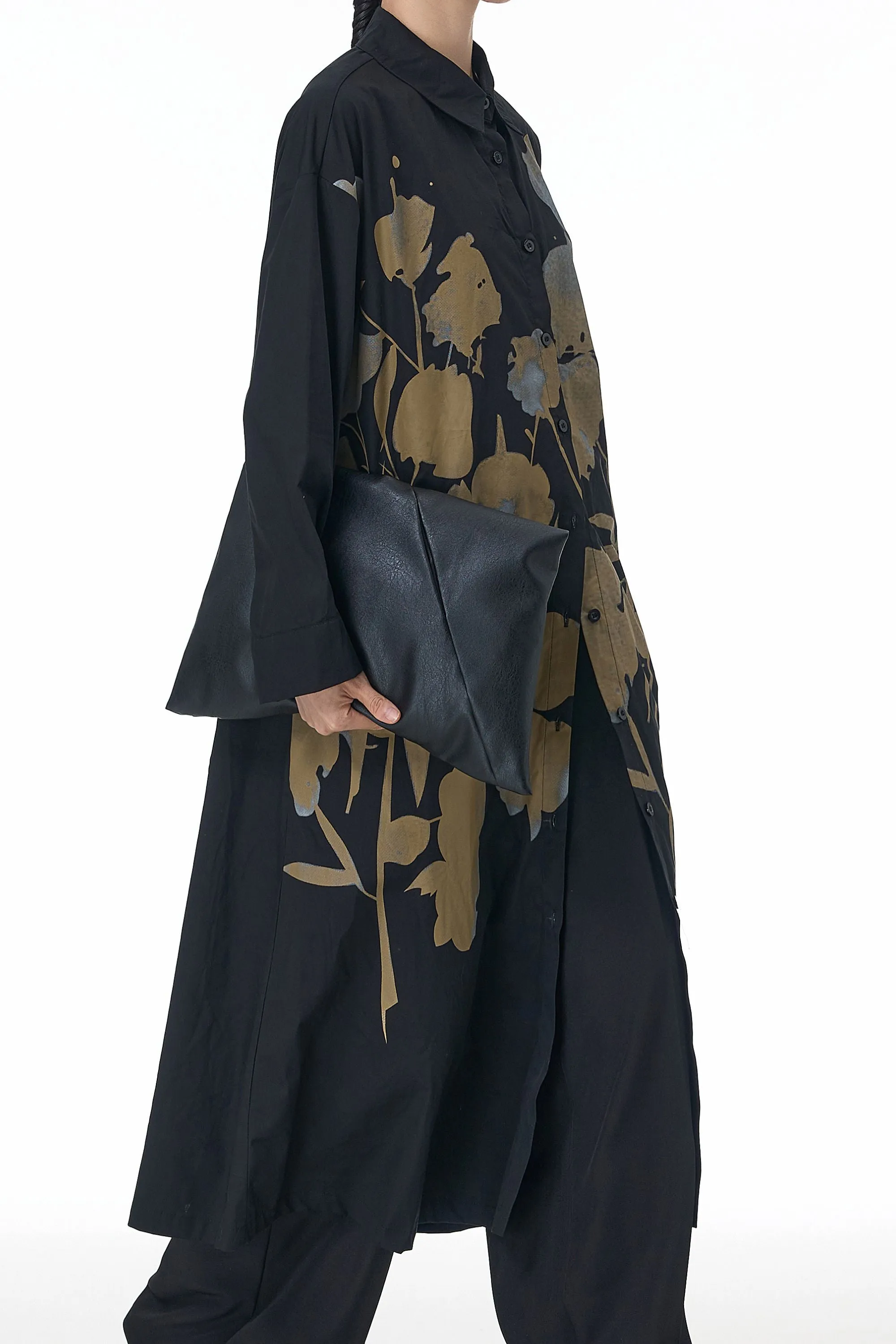 Pixel Petal Black Shirt Dress