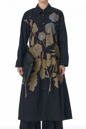 Pixel Petal Black Shirt Dress