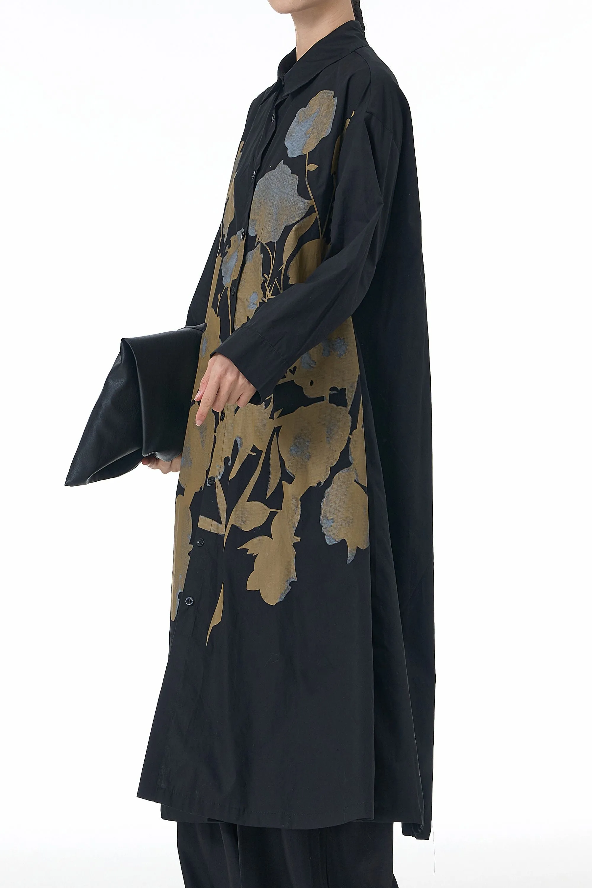Pixel Petal Black Shirt Dress