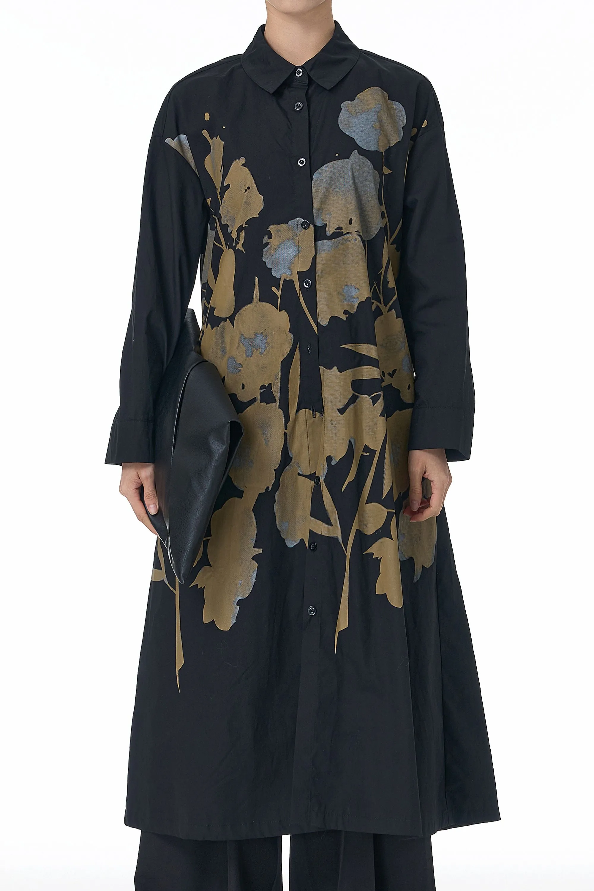 Pixel Petal Black Shirt Dress