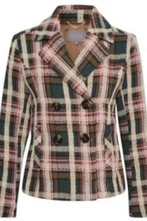 Plaid Brush Double Breasted Jacket