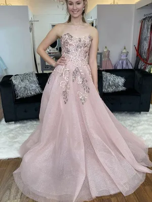 Popular Strapless Shiny Long Prom Dresses, Stylish 2020 Newest Long Prom Dresses
