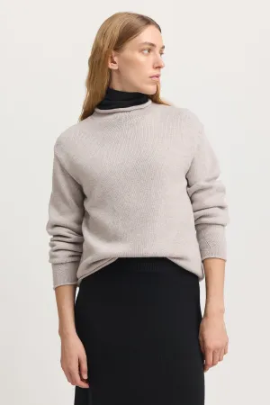 Relaxed Fit Mock Neck | Light Oat
