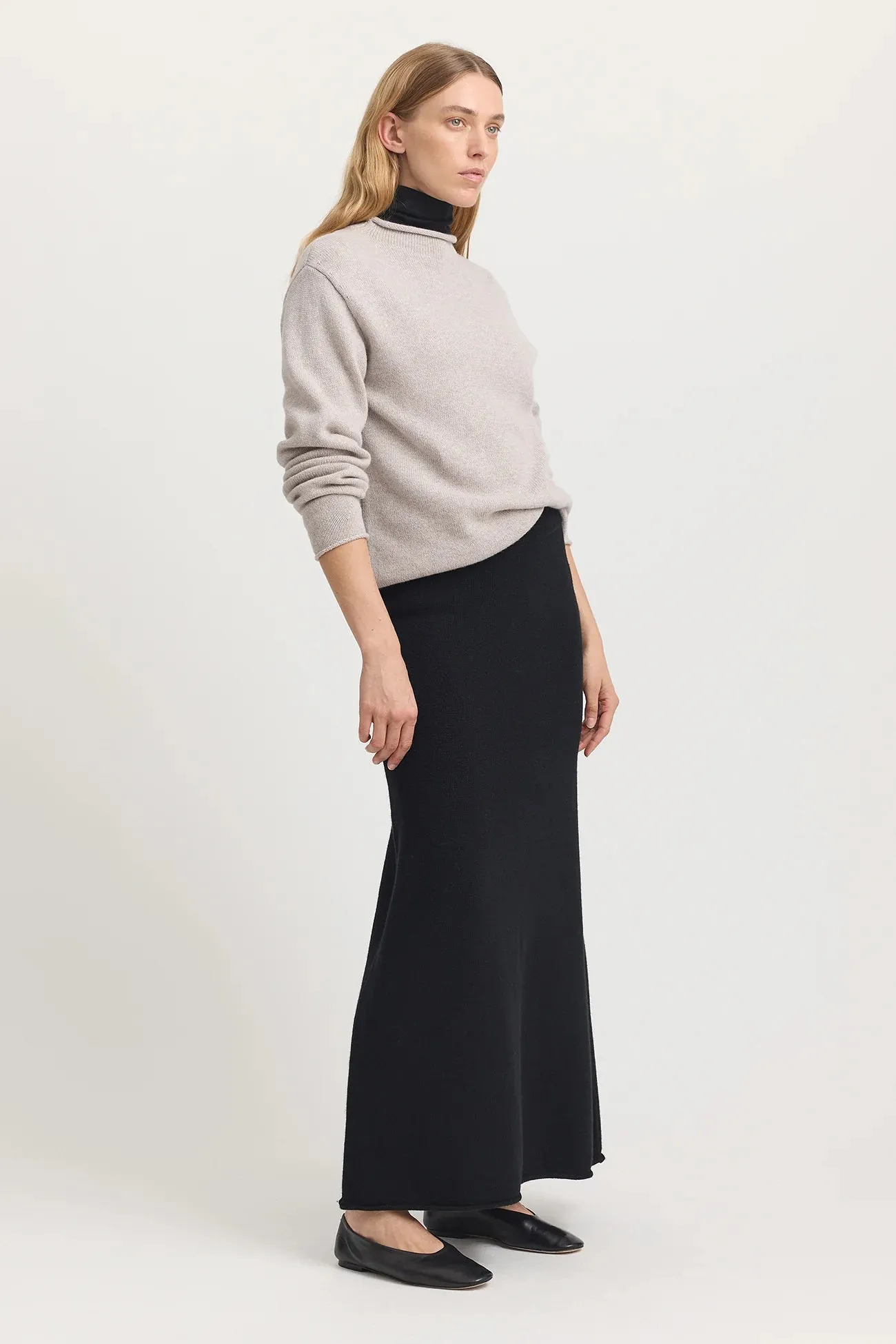 Relaxed Fit Mock Neck | Light Oat