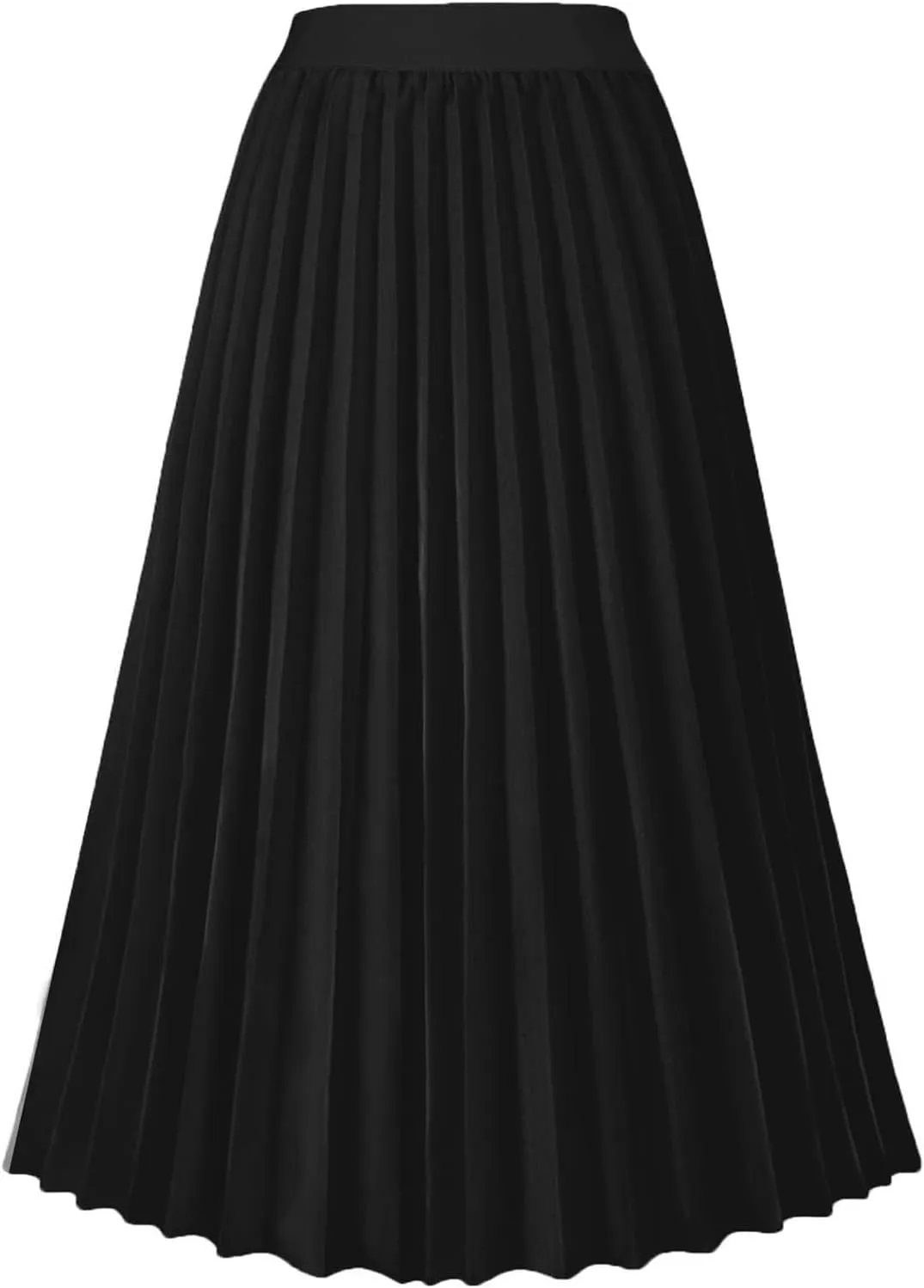 Skirts for Women Womens Solid Pleated Elegant Midi Elastic Waist Maxi Skirt