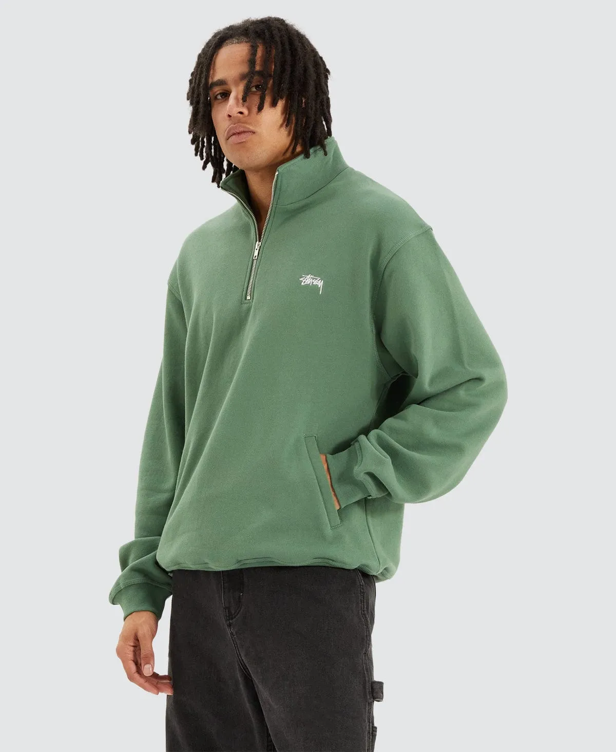 Stock Logo Mock Neck Fleece Jumper Green