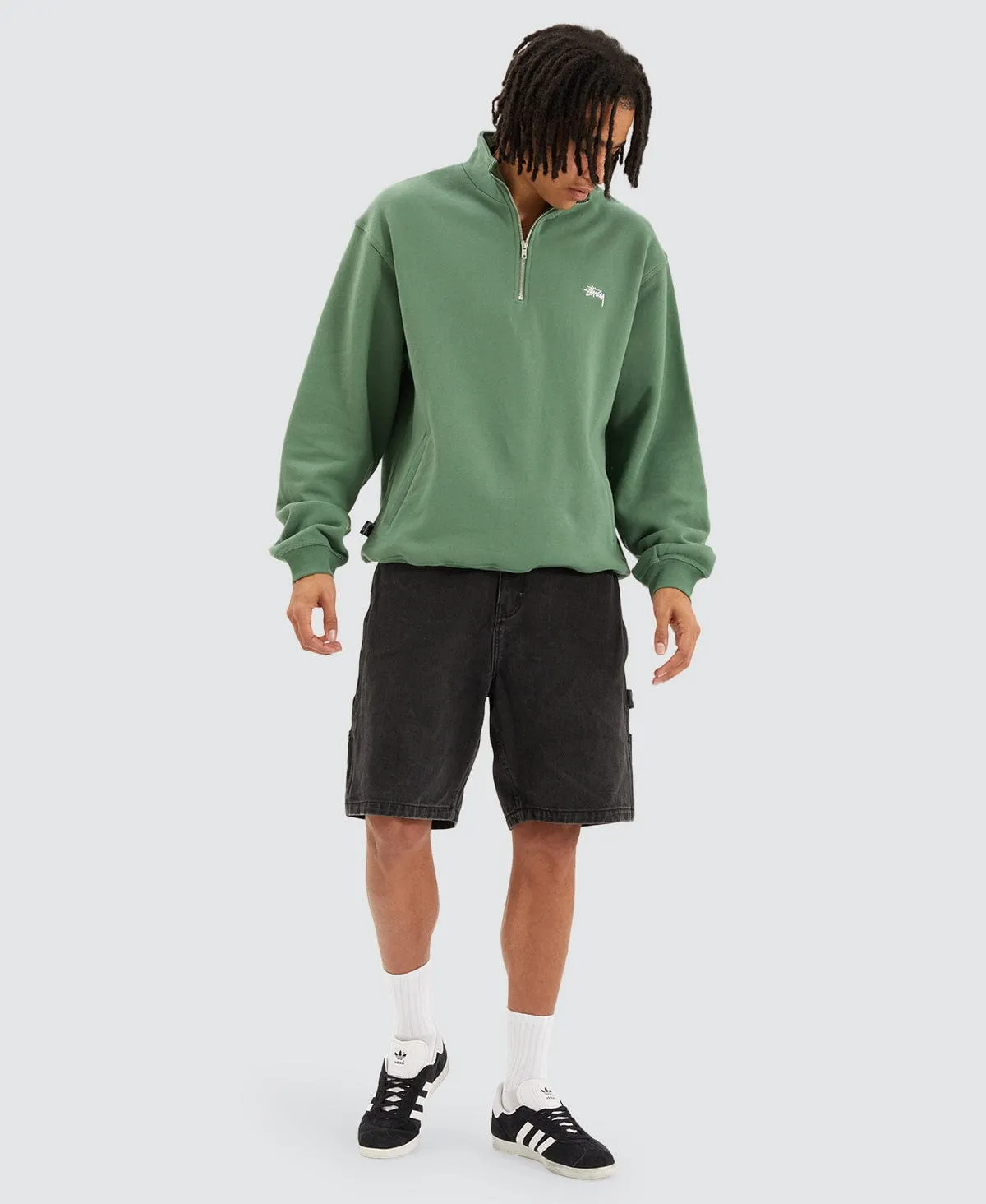Stock Logo Mock Neck Fleece Jumper Green