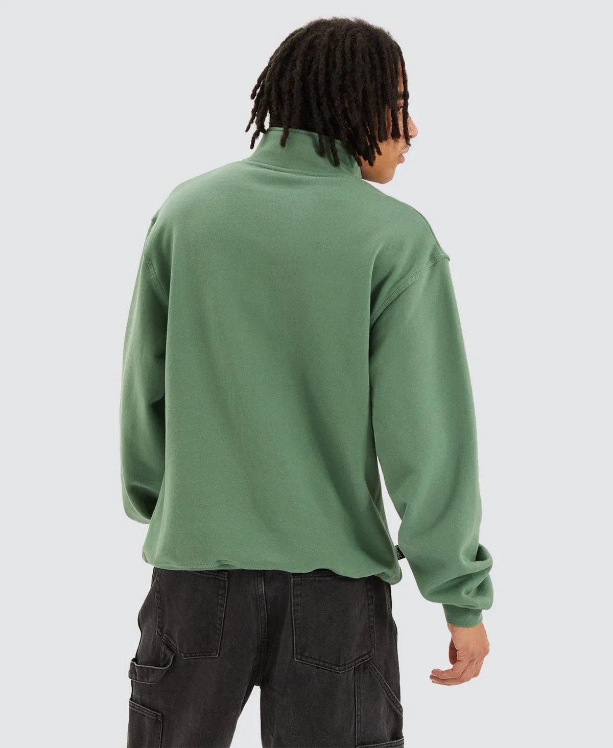 Stock Logo Mock Neck Fleece Jumper Green