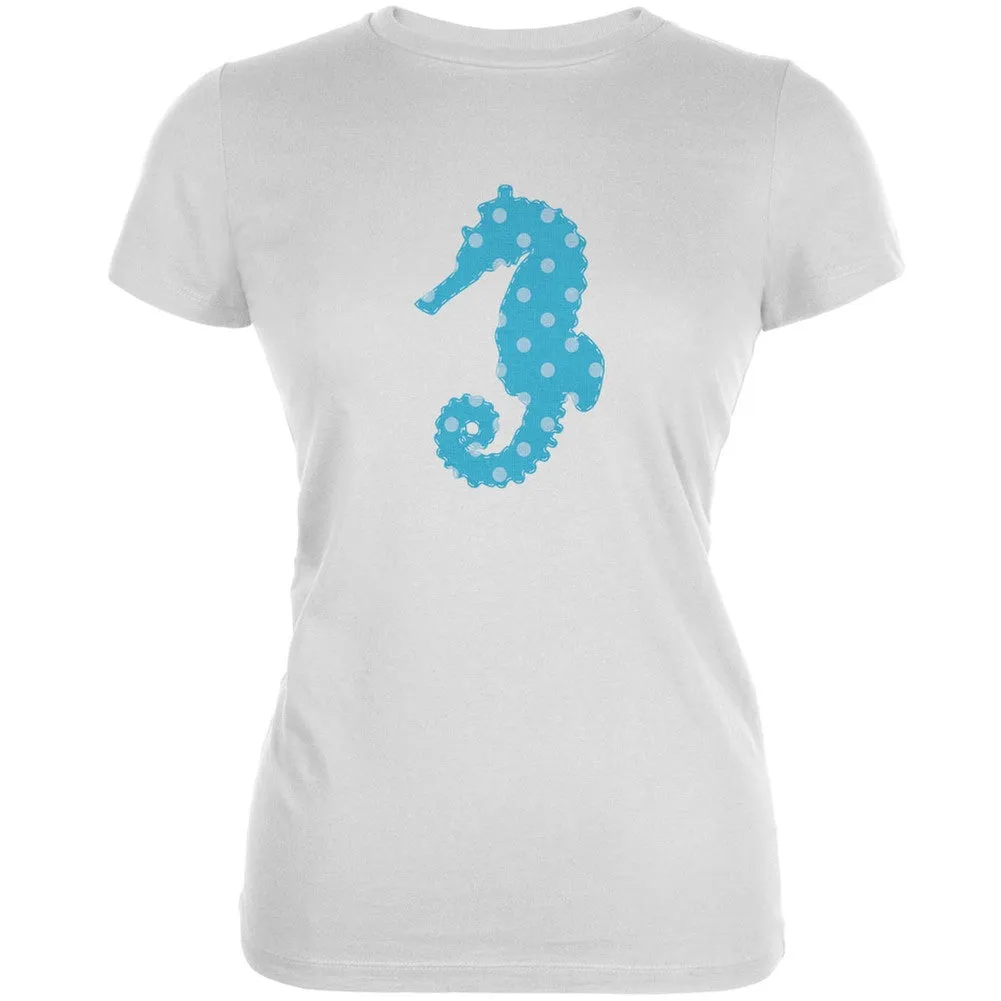 Summer - Seahorse Faux Stitched Hot Pink Juniors Soft T-Shirt