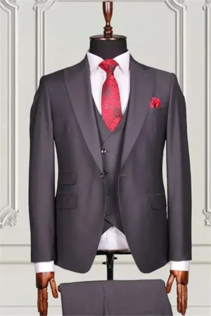 Suzhoufashion Classic Black Double Breasted Slim Fit Men Suits