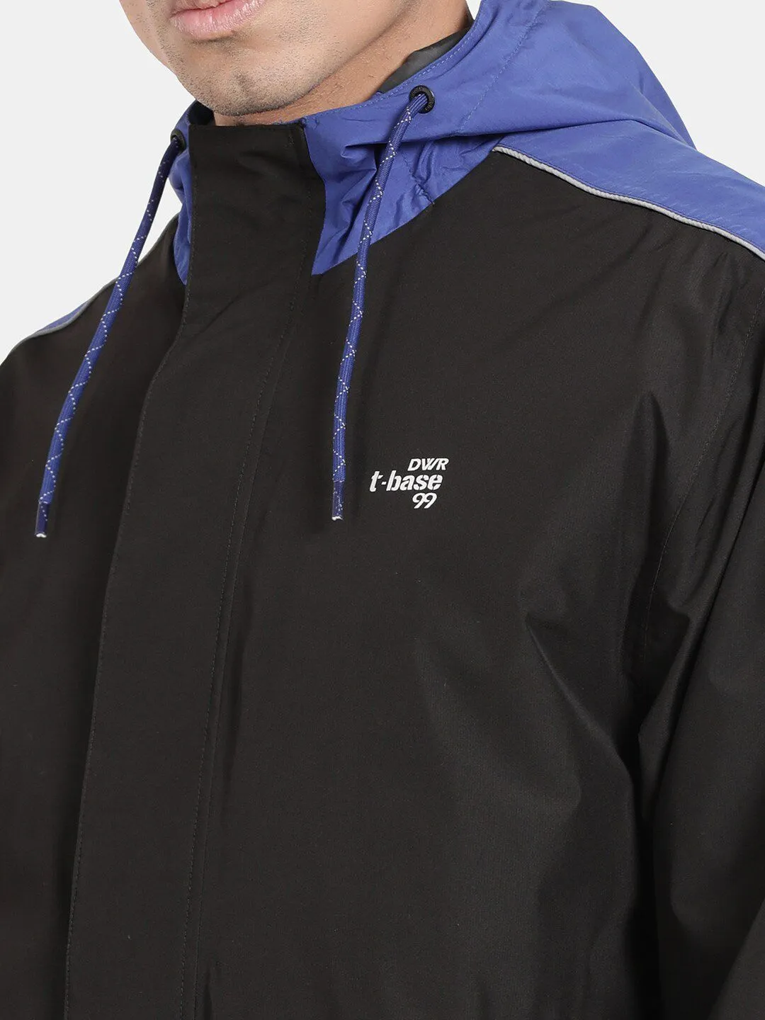t-base Men Blue Windcheater and Water Resistant Sporty Jacket