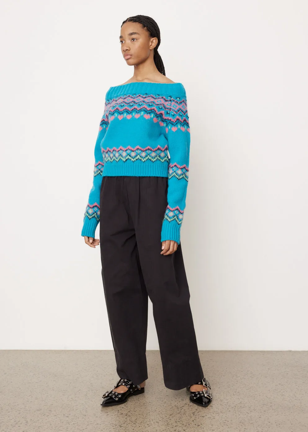 Tako Nordic Off-Shoulder Knit Top