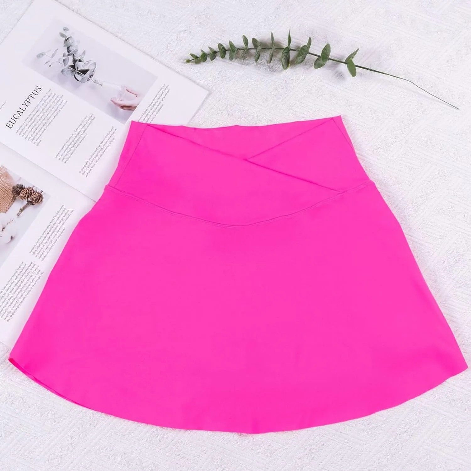 Tennis Skirts for Women with Shorts V Cross High Waisted Tummy Control Golf Skirt Gym Workout Skorts with Pockets