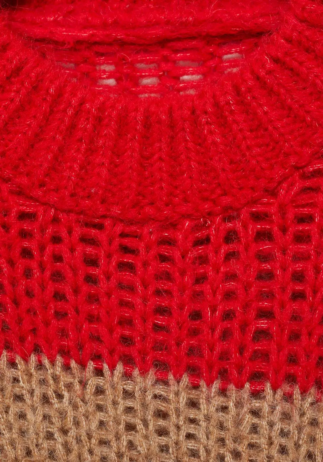 Thick knit striped jersey - Red