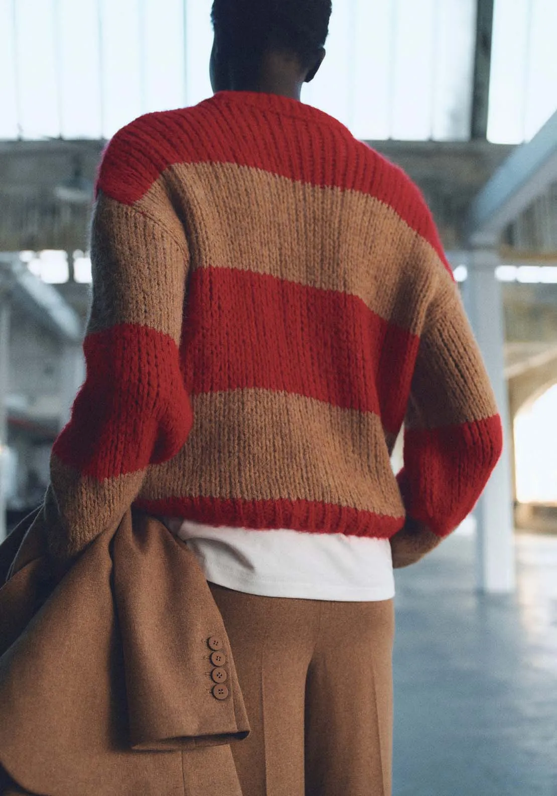 Thick knit striped jersey - Red