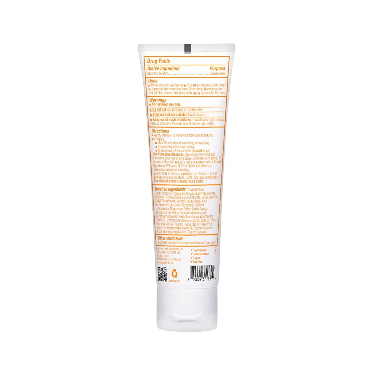 Thinkbaby Clear Zinc Sunscreen SPF 30 - 3oz