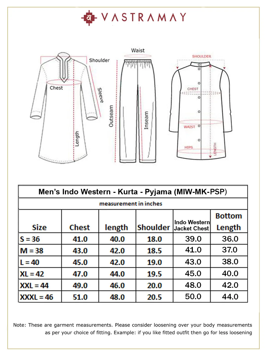 VASTRAMAY Men's Navy Blue Sherwani With Black Kurta Pant Set