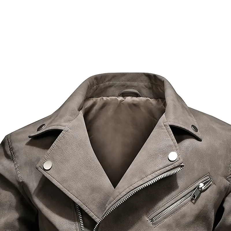 Vintage Men's Pockets PU Leather Jackets / Motorcycle Biker Jackets with Zipper on Sleeves