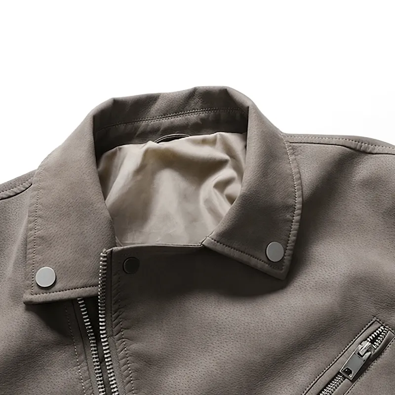 Vintage Men's Pockets PU Leather Jackets / Motorcycle Biker Jackets with Zipper on Sleeves