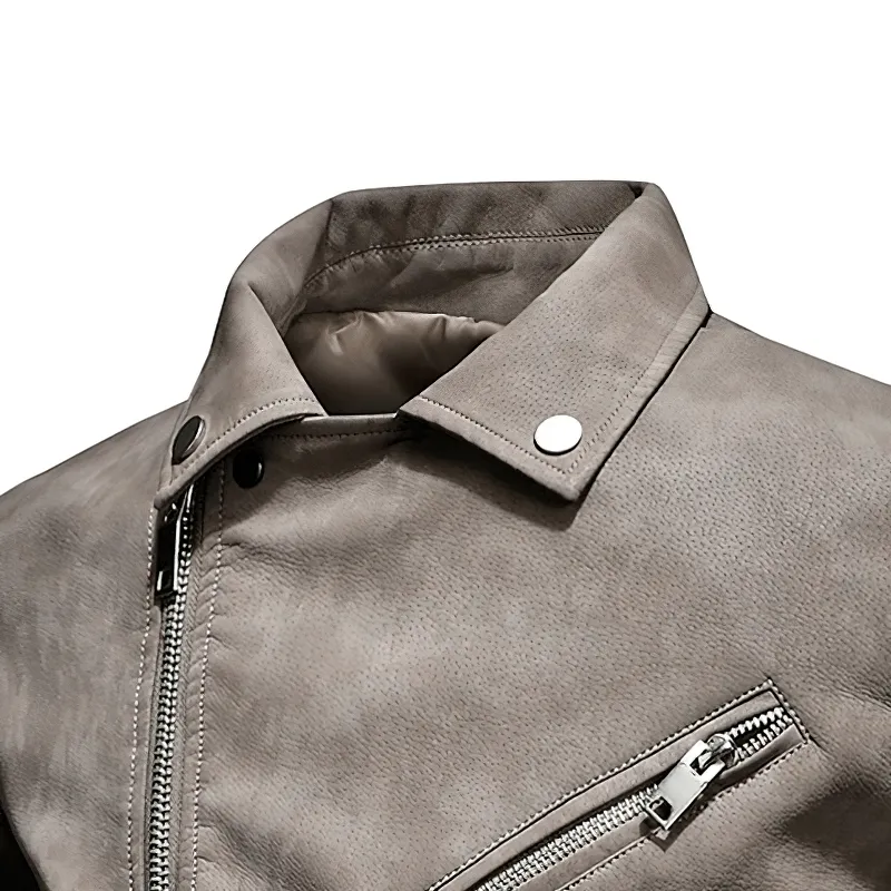 Vintage Men's Pockets PU Leather Jackets / Motorcycle Biker Jackets with Zipper on Sleeves