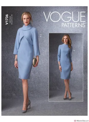 Vogue Pattern V1736 Misses' Lined Raglan-Sleeve Jacket & Funnel-Neck Dress