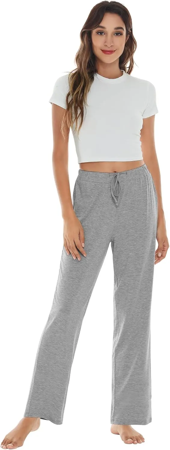 WiWi Pajama Pants for Women Viscose from Bamboo Soft Wide Leg Sweatpants Drawstring Bottoms Sleep Pj Pant S-XXL