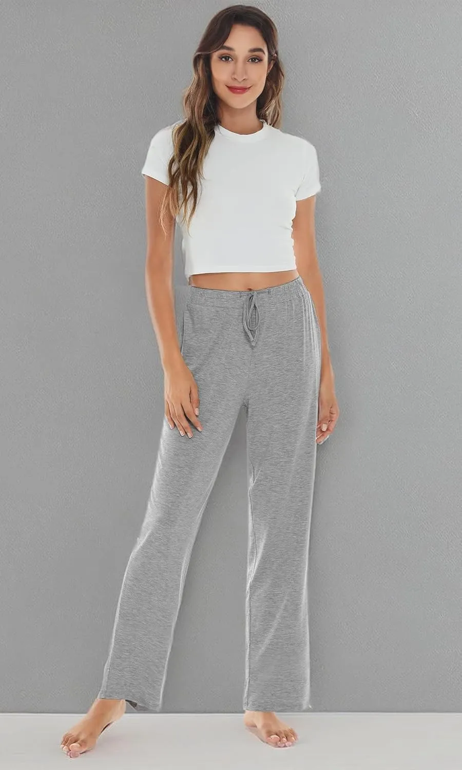 WiWi Pajama Pants for Women Viscose from Bamboo Soft Wide Leg Sweatpants Drawstring Bottoms Sleep Pj Pant S-XXL