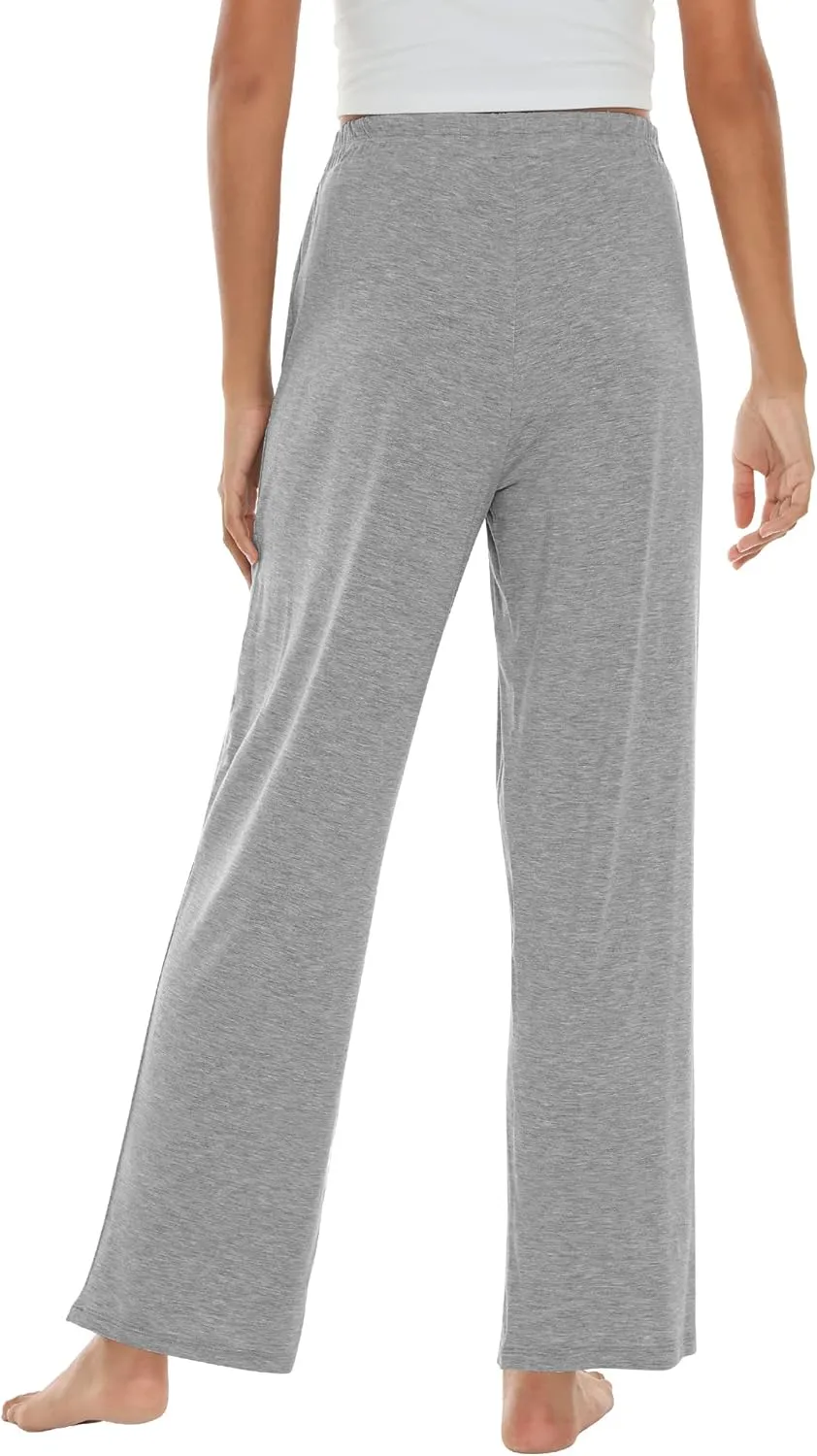 WiWi Pajama Pants for Women Viscose from Bamboo Soft Wide Leg Sweatpants Drawstring Bottoms Sleep Pj Pant S-XXL