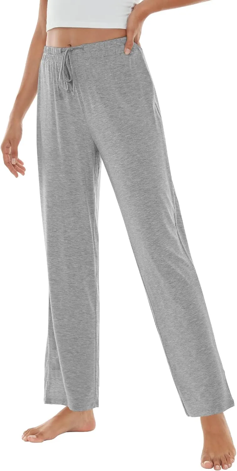 WiWi Pajama Pants for Women Viscose from Bamboo Soft Wide Leg Sweatpants Drawstring Bottoms Sleep Pj Pant S-XXL