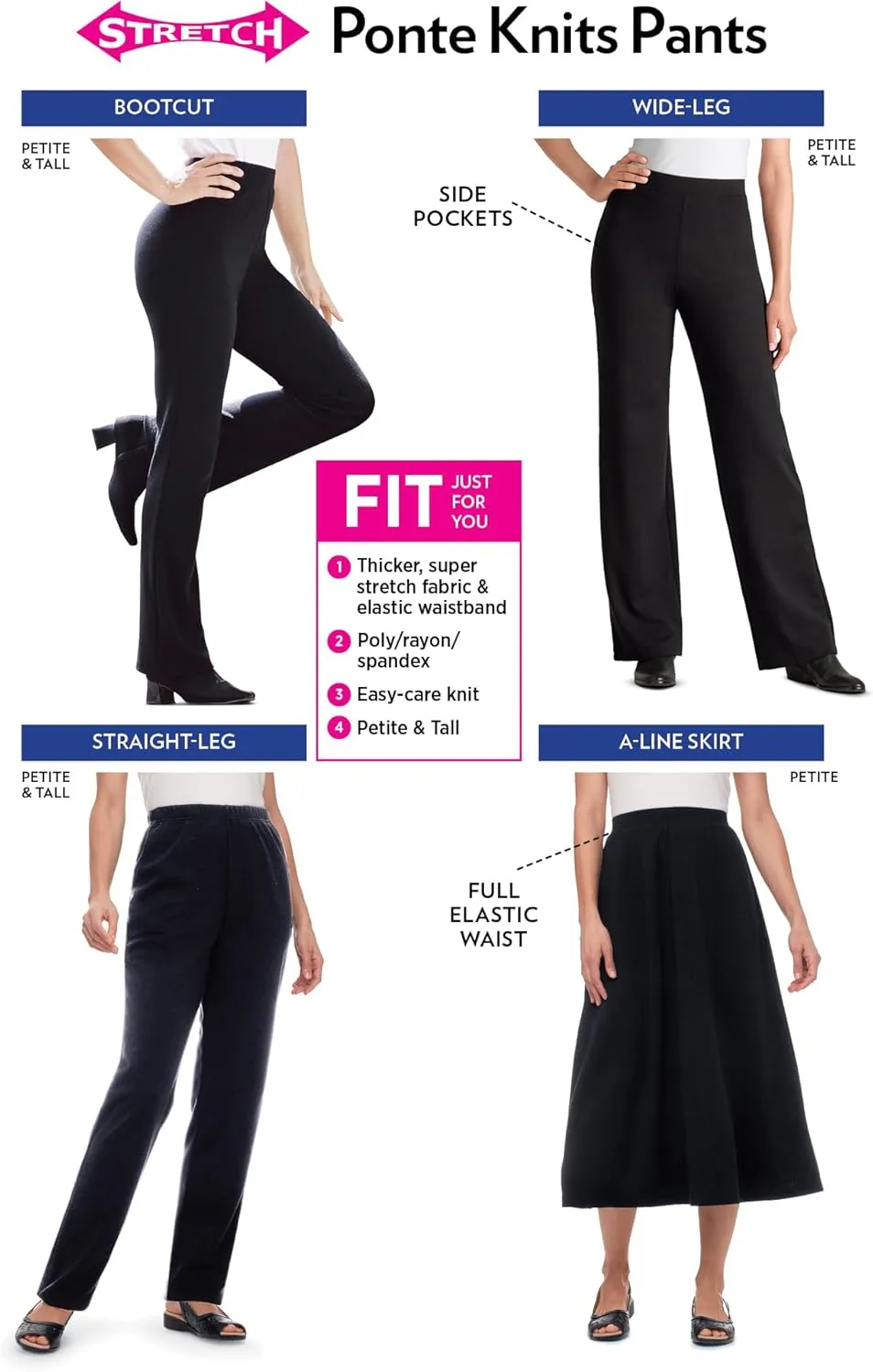 Woman Within Plus Size Wide Leg Ponte Knit Pant