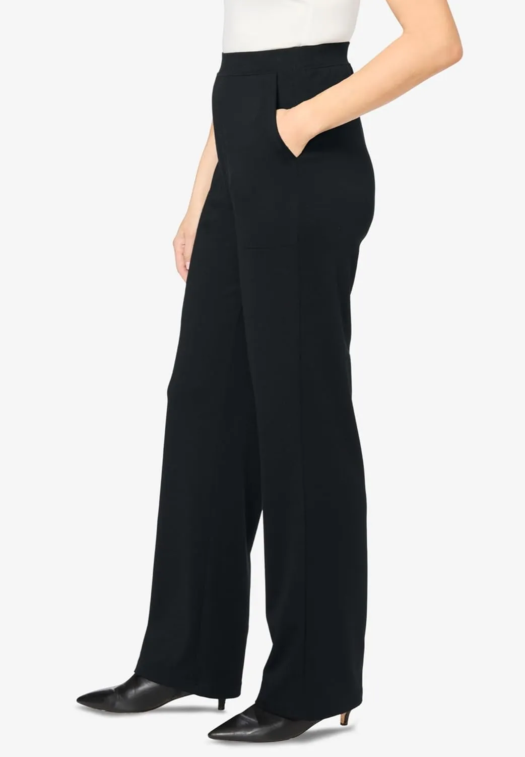 Woman Within Plus Size Wide Leg Ponte Knit Pant