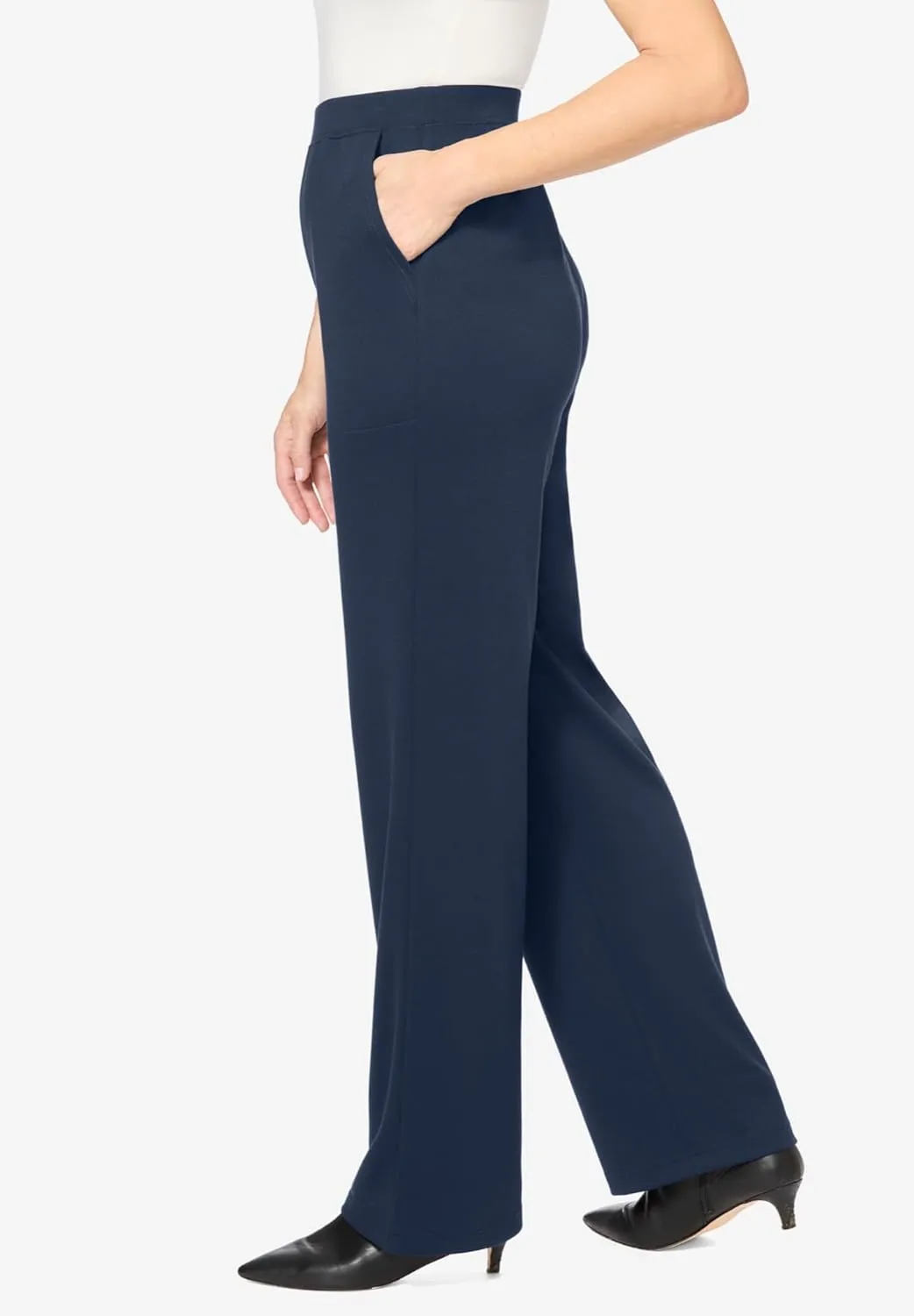 Woman Within Plus Size Wide Leg Ponte Knit Pant