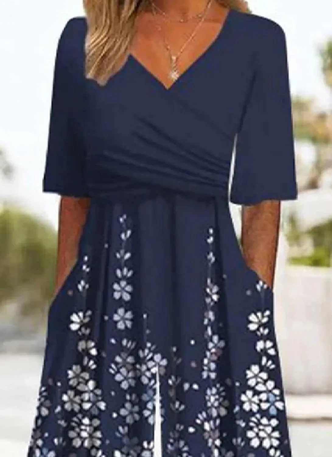 Women's Black Jumpsuits 2025 Spring Outfits Half Sleeve Elegant V Neck and Wide Leg Pants Rompers with Side Pockets