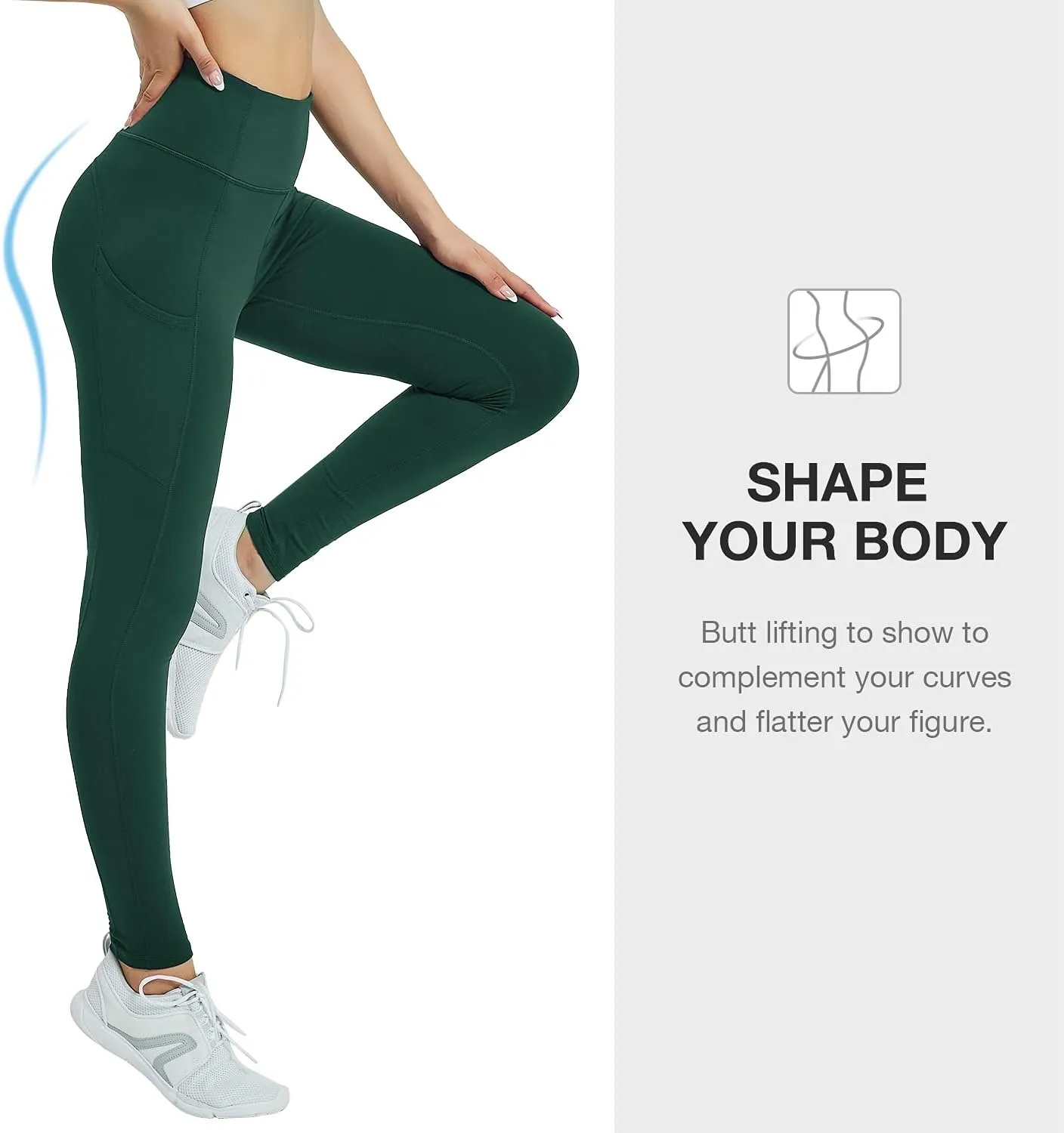 Women's Fleece Lined Leggings with Pocket Waterproof High Waisted Thermal Winter Yoga Pant for Women Workout