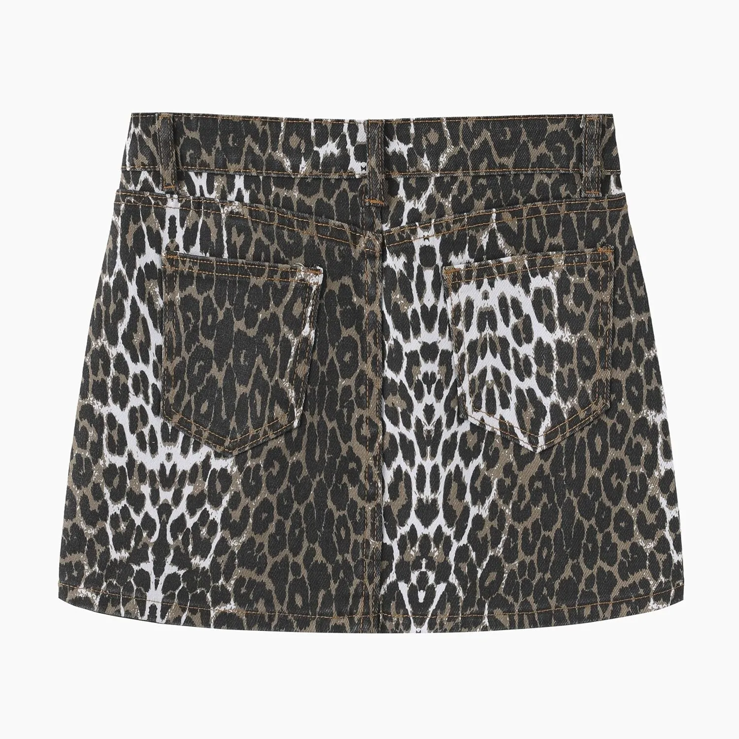 Women's Leopard Print Denim Mini Skirt High Waisted Sexy Bodycon Short Cheetah Print Jean Skirts for Women