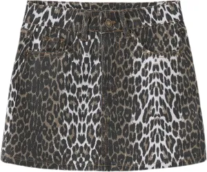 Women's Leopard Print Denim Mini Skirt High Waisted Sexy Bodycon Short Cheetah Print Jean Skirts for Women