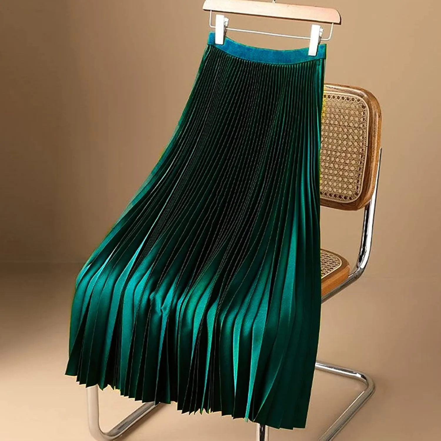 Womens Loose Fit Oversized Skorts for Women Faux Satin Pleated High Cut Plain Maxi Long 2024 Fashion Y2K