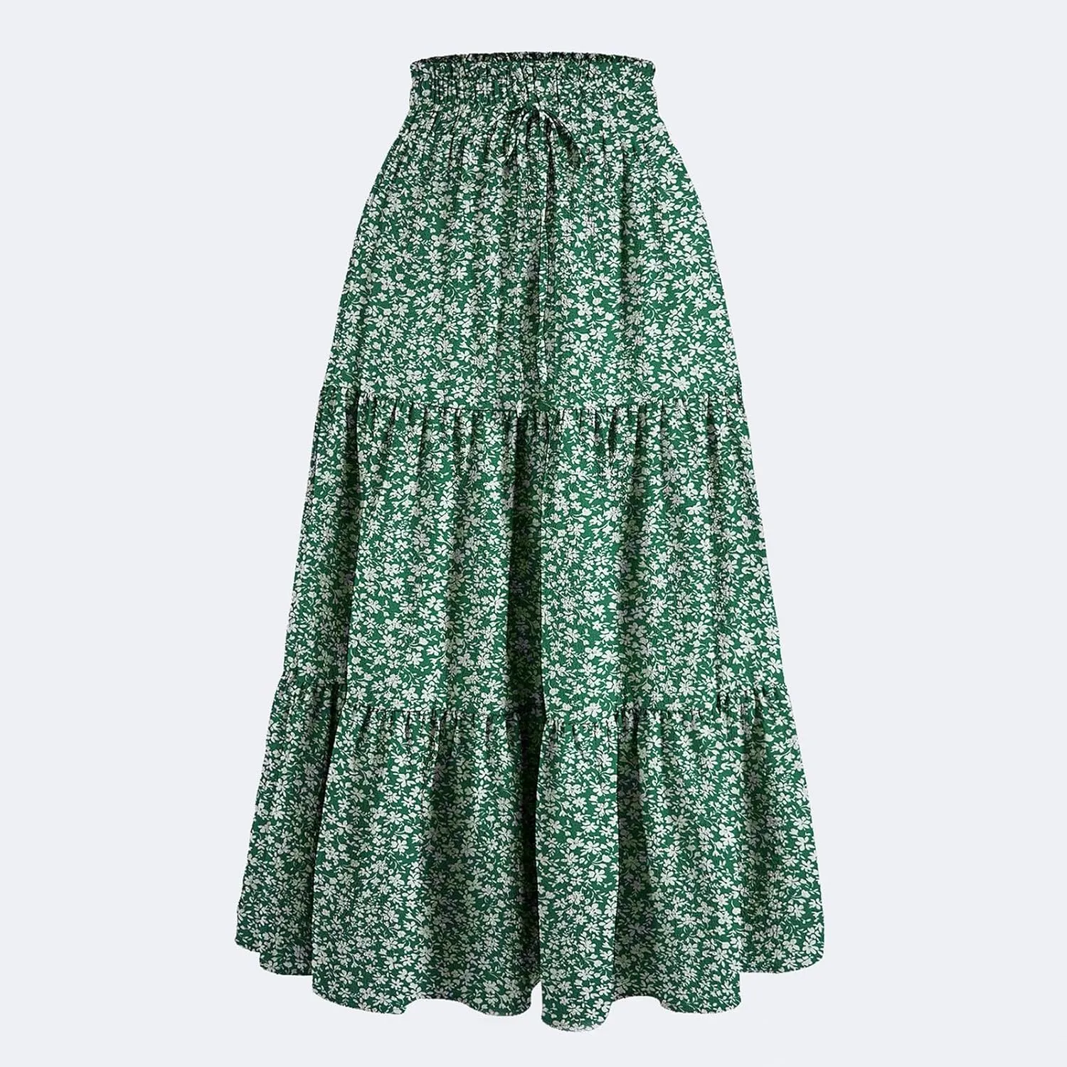 Women's Maxi Skirt 2025 Casual Loose Trendy Elastic Waist Floral Print Bohemian Sun A-Line Beach Skirts, S-XL