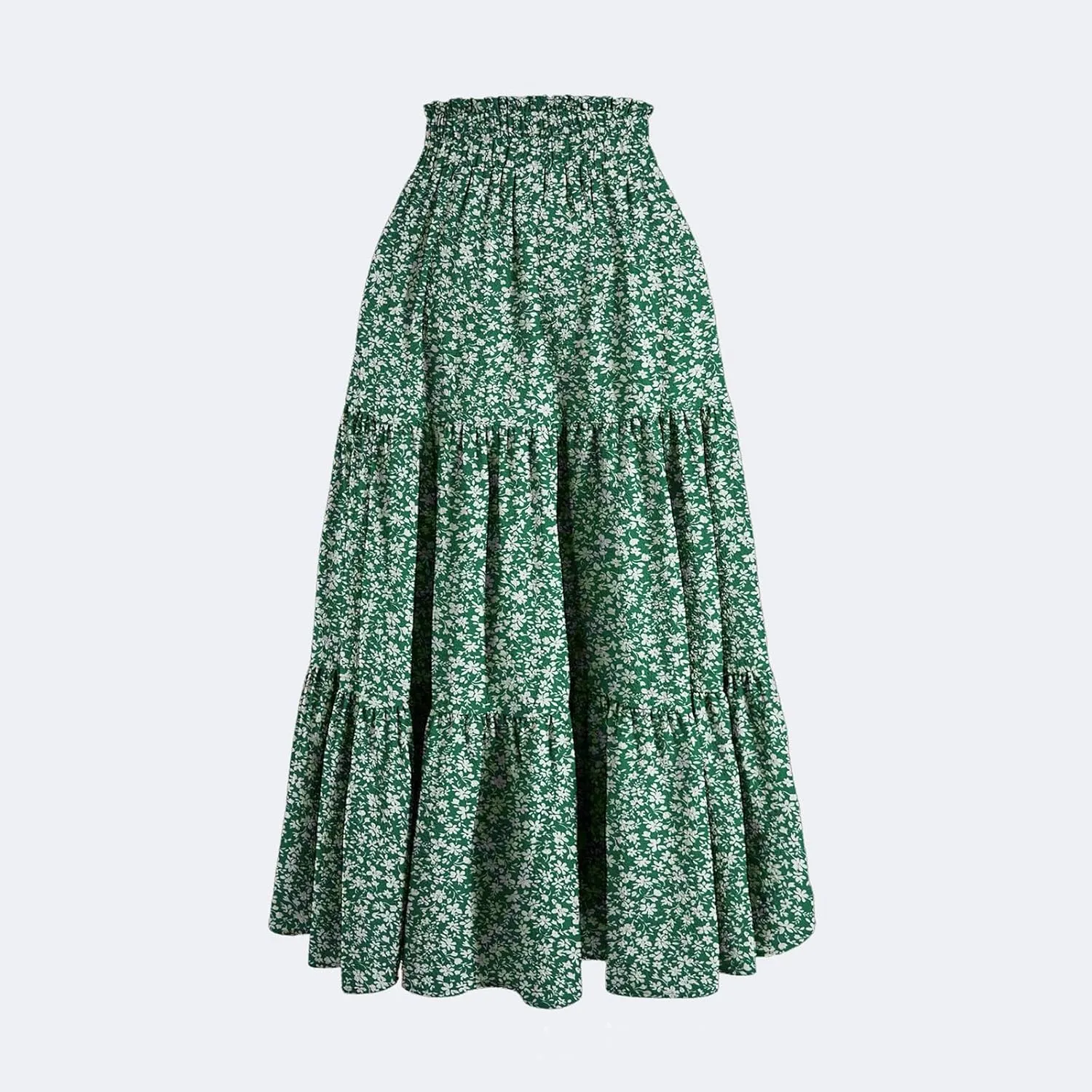 Women's Maxi Skirt 2025 Casual Loose Trendy Elastic Waist Floral Print Bohemian Sun A-Line Beach Skirts, S-XL