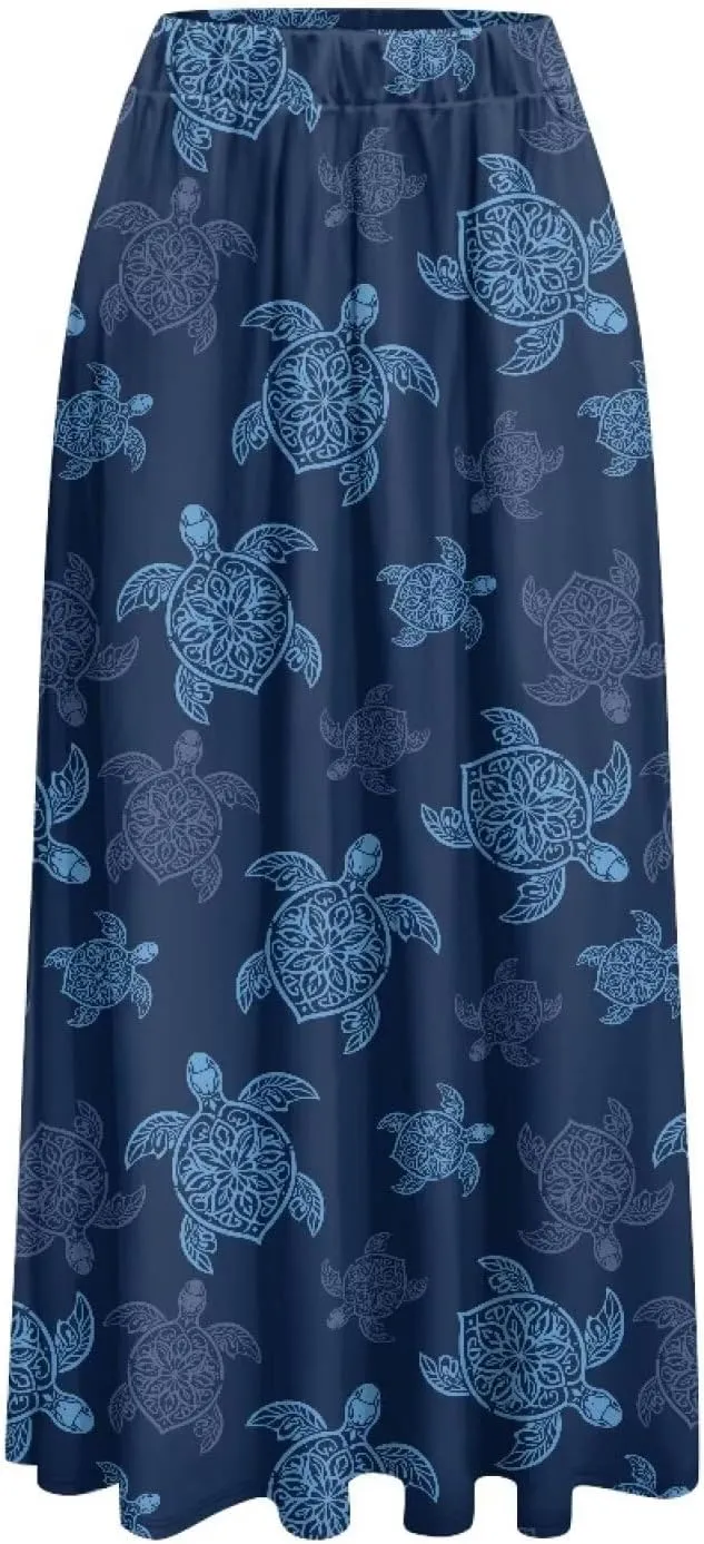 Women's Novelty Skirts Elastic High Waist Pleated A-Line Maxi Skirts Womens Flowy Long Skirts Plus Size S-XXL
