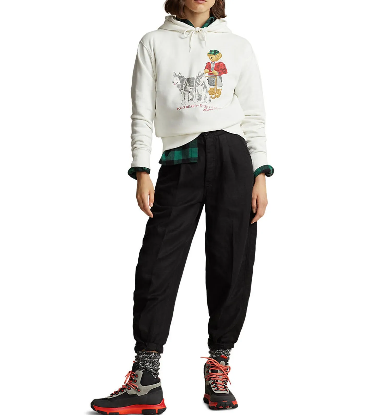Women's Polo Bear Fleece Hoodie White