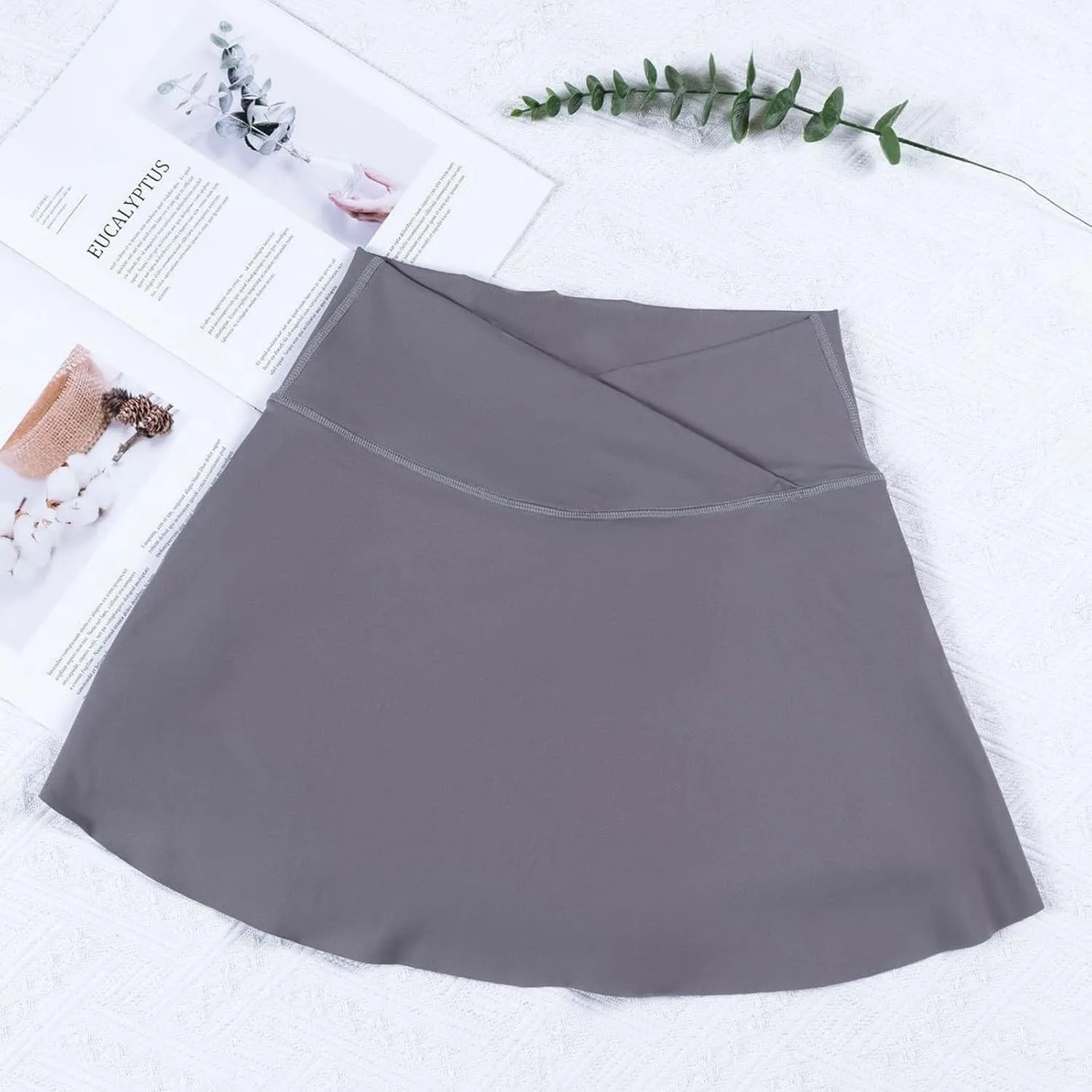 Womens Tennis Skirts with Shorts Cross Elastic High Waisted Tummy Control Golf Skort Gym Workout Skirts with Pocket