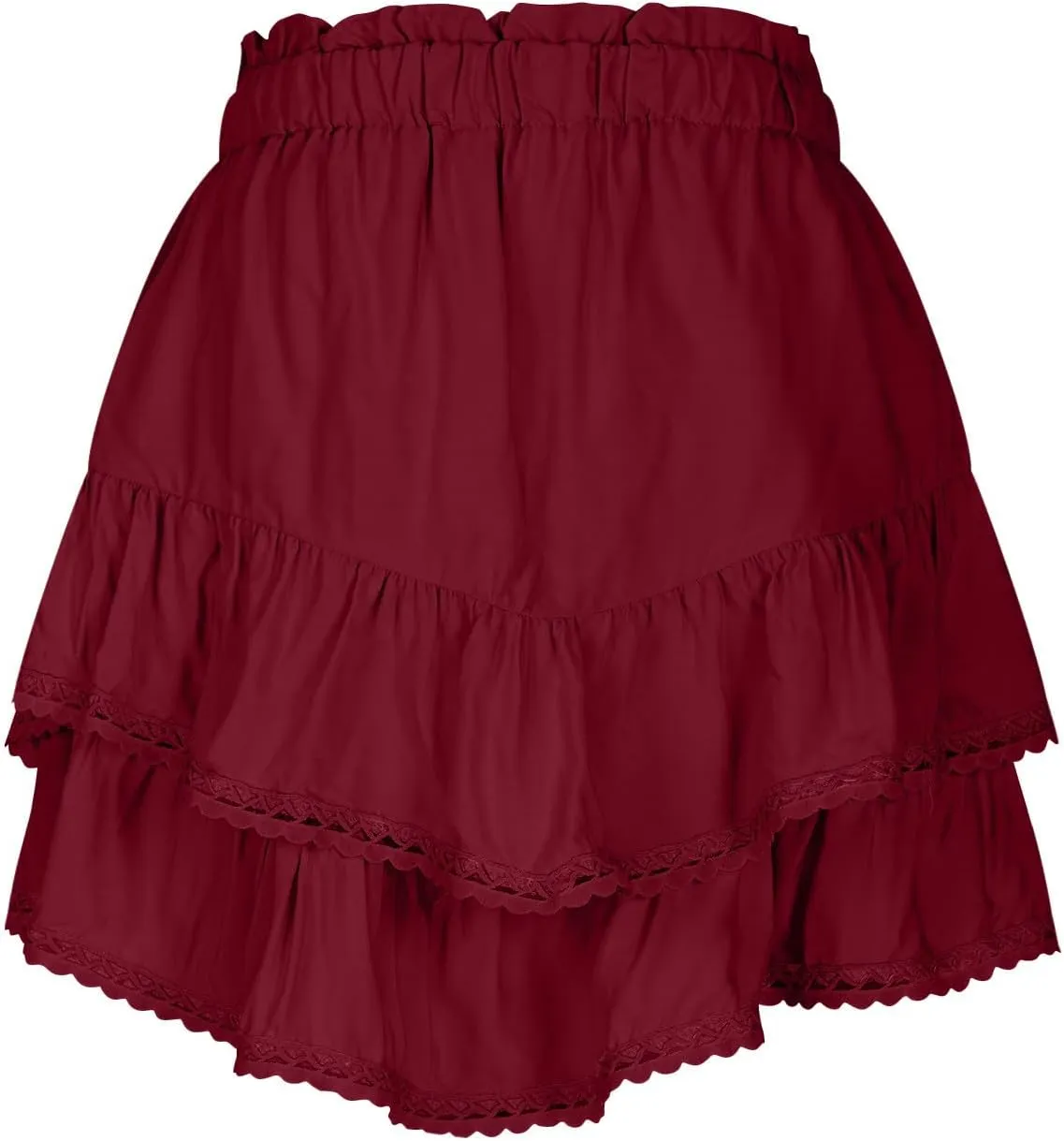 Women's Work Skirts Elegant Layered Ruffle Office Skirt High Waisted Solid Color Flowy Short Skirts Patchwork Skirt
